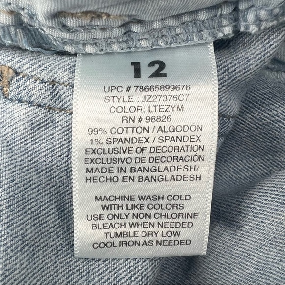 Jordache Embroidered Cut Off Frayed Hem Skinny Jeans Size 12 Big Girl's - Picture 6 of 6